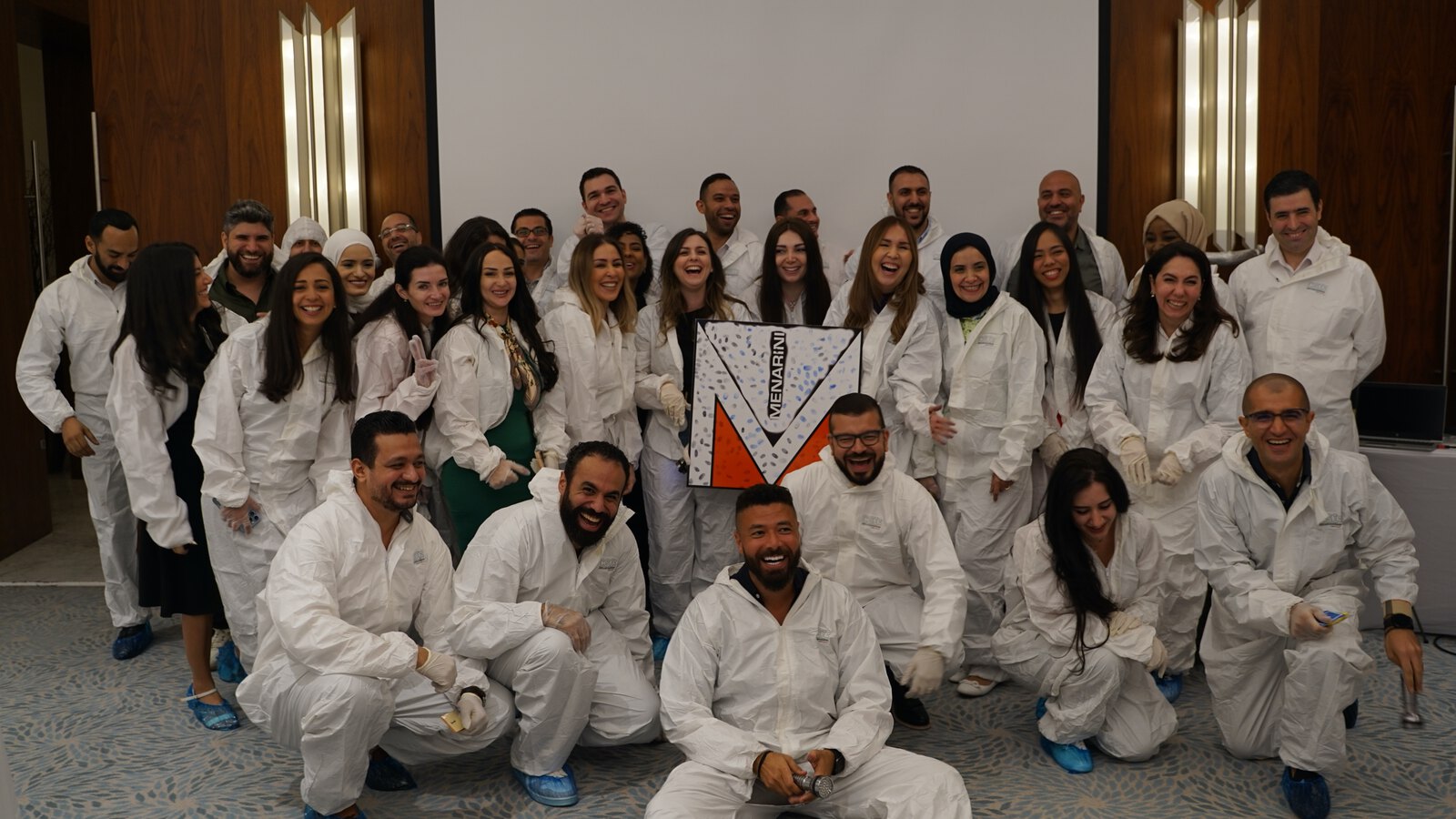 A team in forensic overalls at the end of a CSI investigation in Dubai