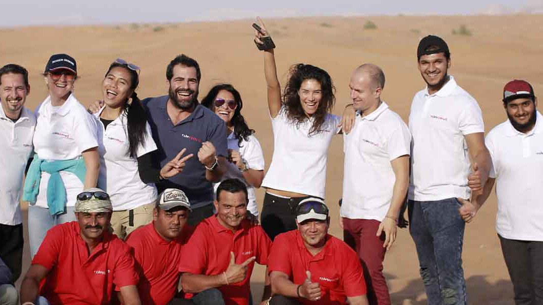 The TeamWorking team in the desert, trainers and local crew together